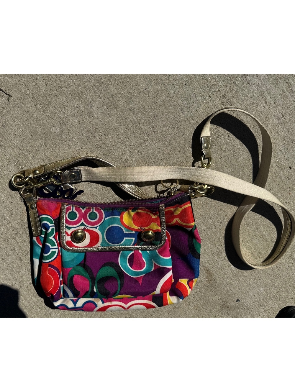 COACH Y2K Vintage Groovy Shoulder Bag Purse Signature Logo 13834 long Strap